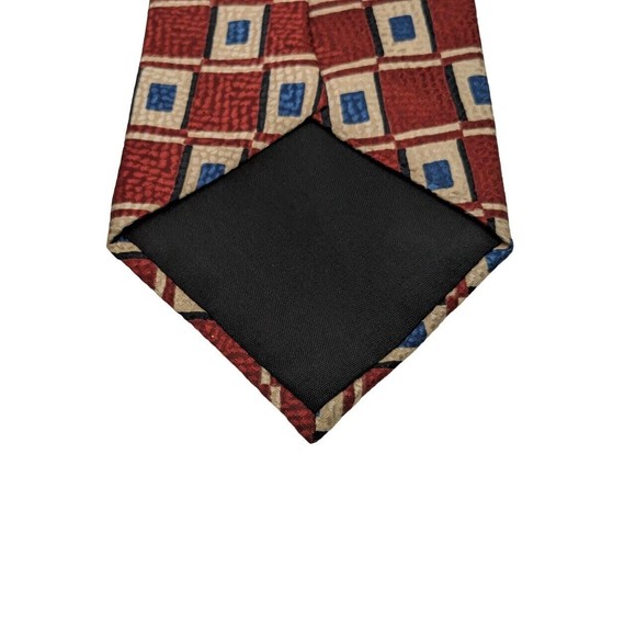 Meeting Street Men's Neck Tie 100% Silk Geometric Abstract Print Multicolor Red - Picture 3 of 6